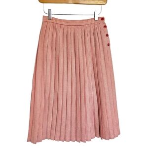 Vintage Jaeger 24" Waist Red Wool Pinstripe Pleated Midi Skirt‎